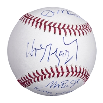 Wayne Gretzky, Joe Montana and Magic Johnson Multi-Signed OML Baseball with "Kings of the 80s" Inscription (PSA/DNA)